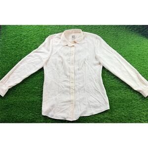 Anne Klein Women’s Button Down Blouse Size 8 Ivory Long Sleeve Career Top